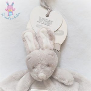 Doudou plat Lapin gris et blanc Very Important Baby VIB