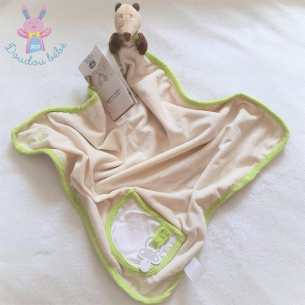 Doudou Taupe couverture plaid beige vert marron à broder DMC