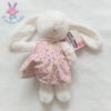 Doudou lapin blanc et robe à fleurs colorées POMMETTE