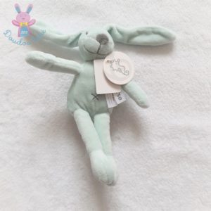 Doudou Lapin vert d’eau et gris 18 cm HAPPY HORSE