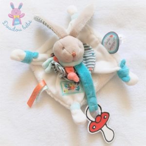 Lapin plat blanc bleu rayé Happy puzzle DOUDOU ET COMPAGNIE