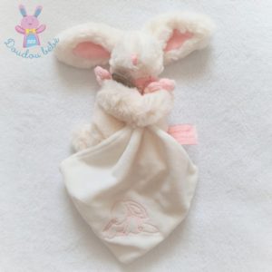 Lapin blanc rose bonbon mouchoir DOUDOU ET COMPAGNIE