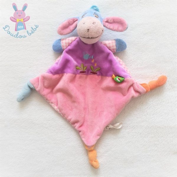 Doudou plat Ane Bourriquet rose mauve bleu radis arrosoir DISNEY