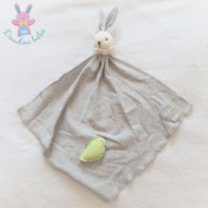 Doudou plat Lapin gris oiseau vert collection zen KALOO