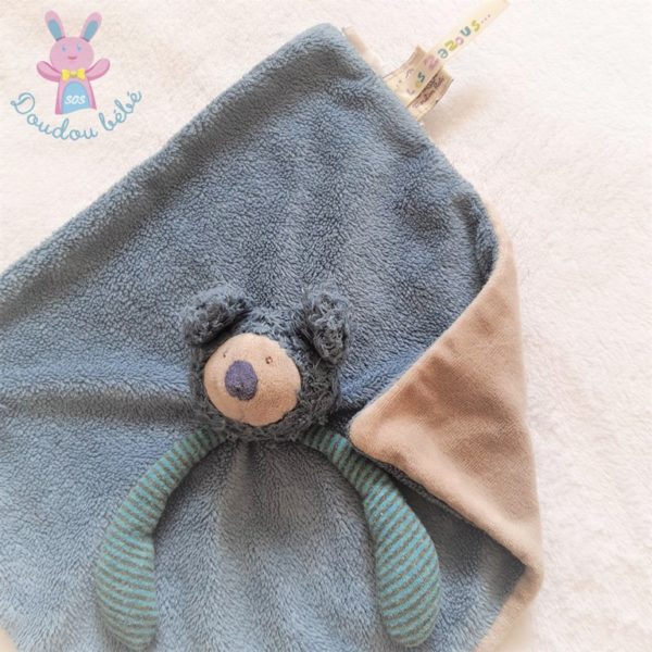 Doudou plat Koala Baba Les Zazous bleu attache tétine MOULIN ROTY