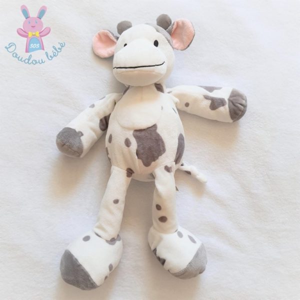 Doudou Vache blanc gris rose 38 cm NICOTOY