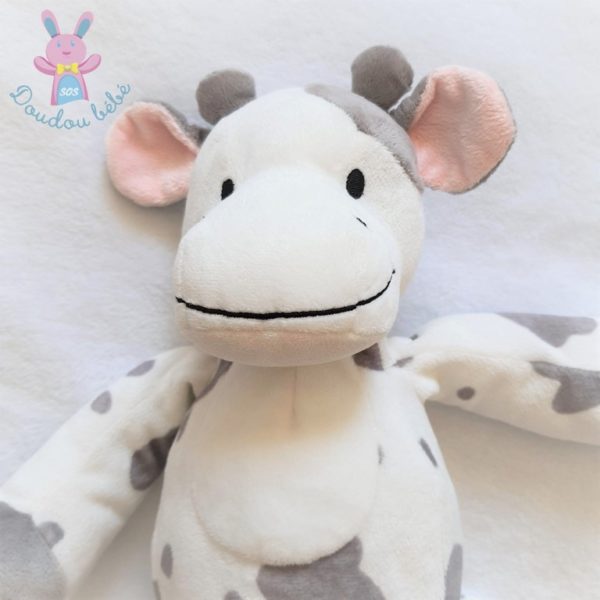 Doudou Vache blanc gris rose 38 cm NICOTOY