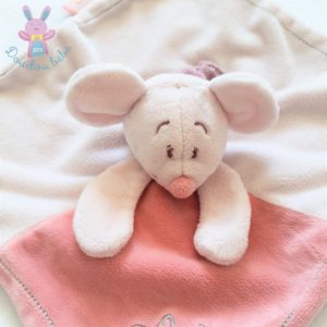 Doudou plat Souris Mia rose attache tétine NOUKIE’S