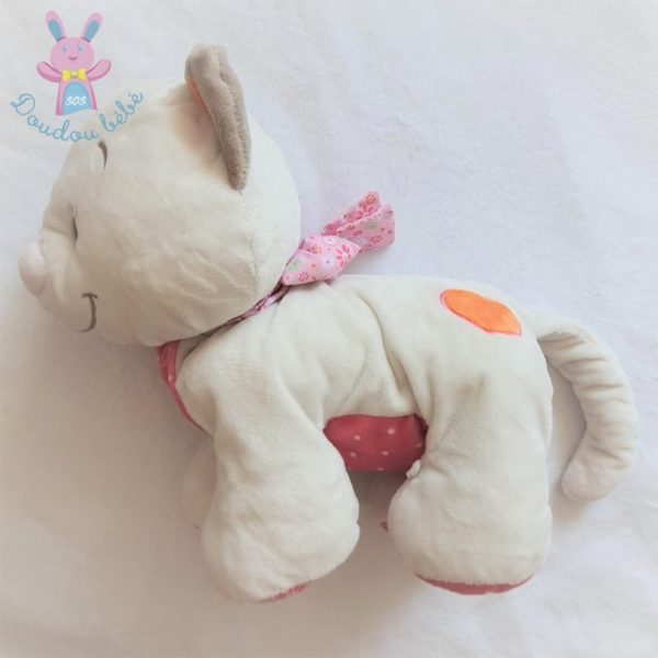 Doudou Chat Iris et Babette blanc rose 35 cm NOUKIE'S