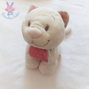 Doudou Chat Iris et Babette blanc rose 35 cm NOUKIE’S