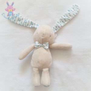 Doudou Lapin beige blanc écailles bleu KLORANE