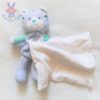 Doudou Tigre Cajou bleu vert mouchoir blanc SUCRE D'ORGE