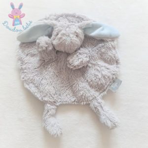 Doudou plat Lapin marionnette rond gris bleu Tom & Zoé Babou