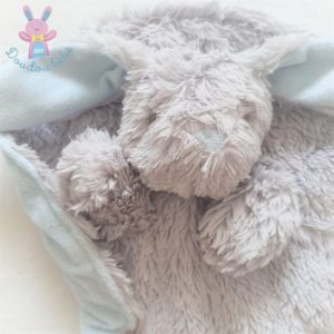 Doudou plat Lapin marionnette rond gris bleu Tom & Zoé Babou