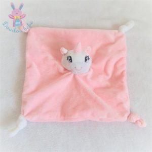 Doudou plat Licorne rose et blanc tout doux NANJING