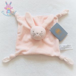 Doudou plat Lapin rose pâle et pois gris BOUT’CHOU MONOPRIX