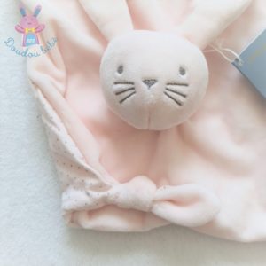 Doudou plat Lapin rose pâle et pois gris BOUT’CHOU MONOPRIX