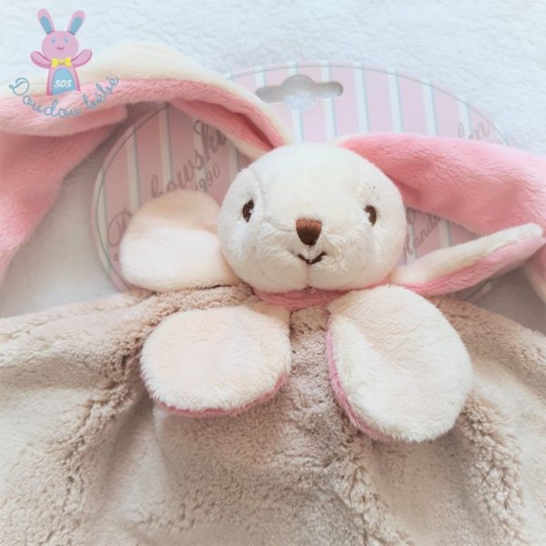 Doudou plat Lapin beige rose avec pétales BUKOWSKI