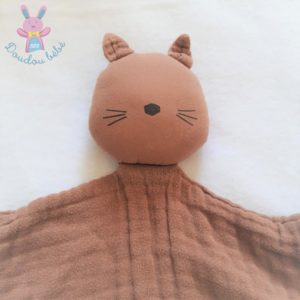 Doudou plat Chat lange coton marron LIEWOOD