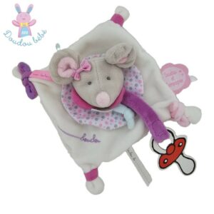 Doudou Souris plat Pearly attache tétine DOUDOU ET COMPAGNIE