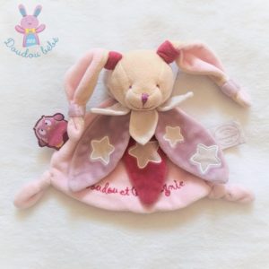 Doudou plat Lapin rose Chouette ça brille DOUDOU ET COMPAGNIE