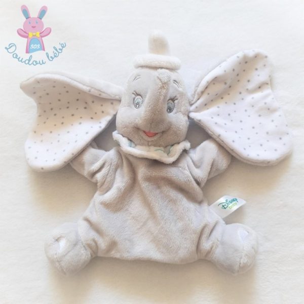 Doudou marionnette éléphant Dumbo gris blanc étoiles DISNEY