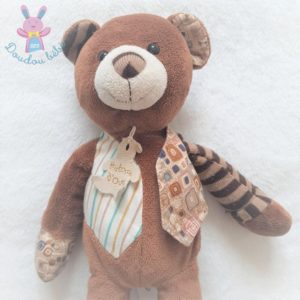 Doudou Ours marron rayé gilet fantaisie 35 cm HISTOIRE D’OURS