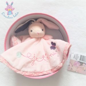 Doudou plat Lapin rose violet rond Je t’aime KALOO