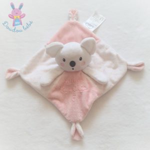 Doudou plat Koala rose blanc « édition limitée » MOTS D’ENFANTS