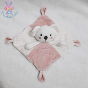 Doudou plat Koala rose blanc “édition limitée” MOTS D’ENFANTS