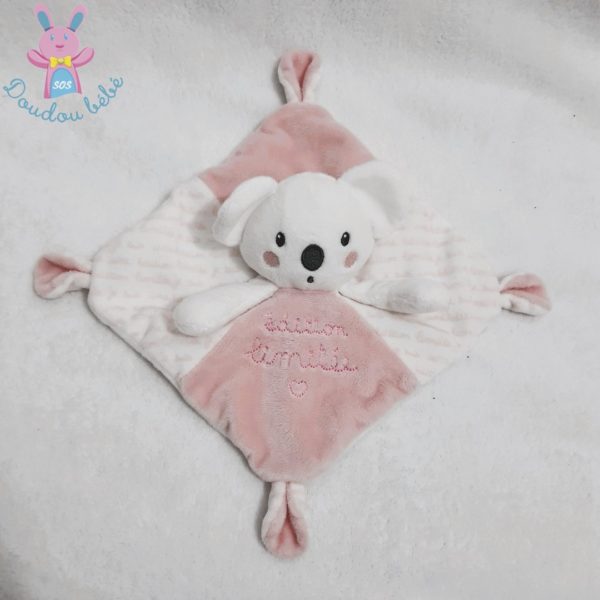 Doudou plat Koala rose blanc "édition limitée" MOTS D'ENFANTS