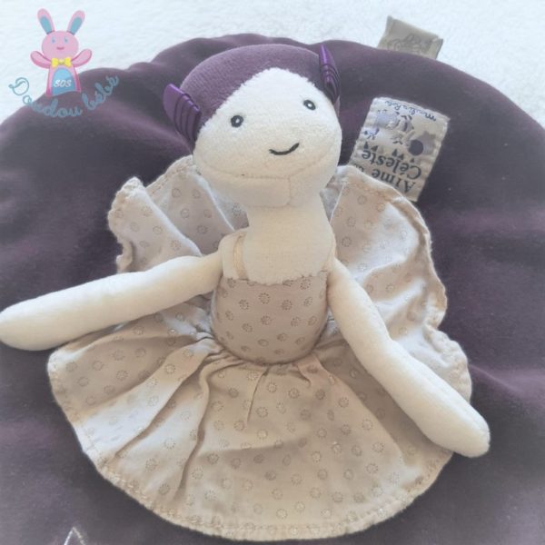 Doudou plat Poupée Aimé et Céleste rond violet MOULIN ROTY