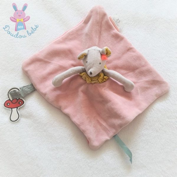 Doudou plat Souris gris rose Mademoiselle et Ribambelle MOULIN ROTY