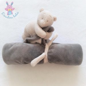 Doudou Ours écru avec couverture grise NOUKIE’S