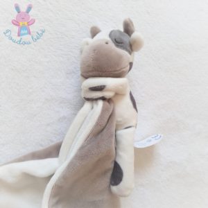 Doudou Vache gris blanc marron avec mouchoir OBAIBI