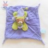 Doudou plat Ours lange de coton bleu lavande vert BABY NAT