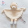 Doudou plat Ours grelot beige blanc gris jaune rayé TOM & KIDDY