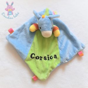 Doudou plat Ane Corsica bleu vert et coloré TEXTISUN