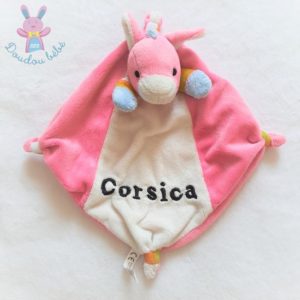 Doudou plat Ane Corsica rose blanc et coloré TEXTISUN