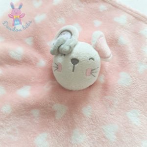 Doudou plat Souris rose et blanc cœurs PRIMARK EARLY DAYS