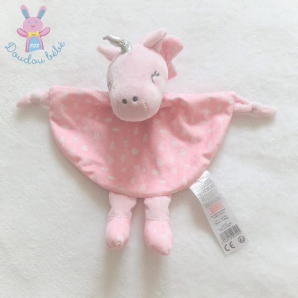 Doudou plat Licorne rose TOM & KIDDY