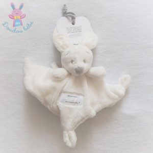 Doudou plat Lapin blanc et gris Very Important Baby VIB