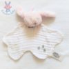 Doudou plat Lapin rose tissu blanc étoiles ABSORBA