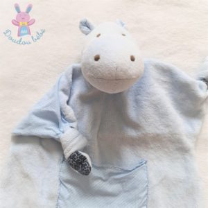 Doudou plat Hippopotame bleu pois poche DU PAREIL AU MEME DPAM