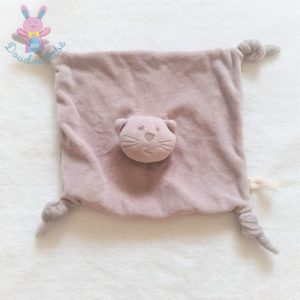 Doudou plat Chat marron taupe nœuds BOUT’CHOU MONOPRIX