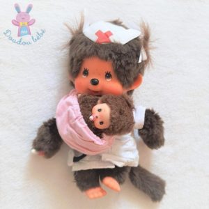 Doudou Monchhicci infirmière singe Kiki et son bébé 20 cm