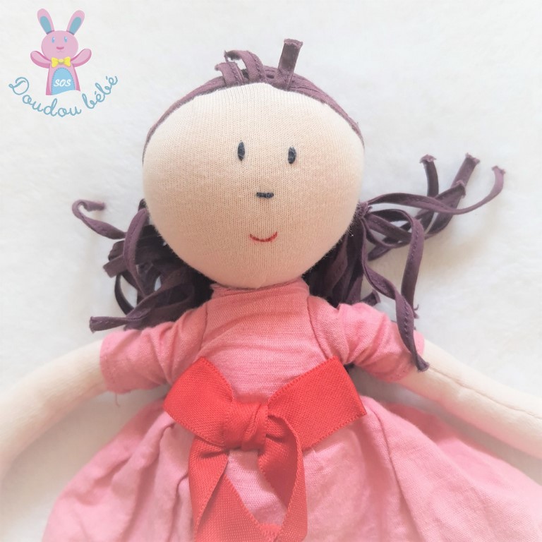 Doudou et Compagnie-Doudou poupée chiffon fille fuchia-18 cm