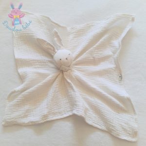 Doudou plat Lapin lange blanc écru nœud papillon ELODIE DETAILS