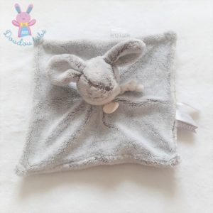 Lapin plat gris blanc “J’aime mon doudou” DOUDOU ET COMPAGNIE