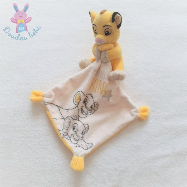 Doudou Roi Lion mouchoir blanc jaune My little king DISNEY